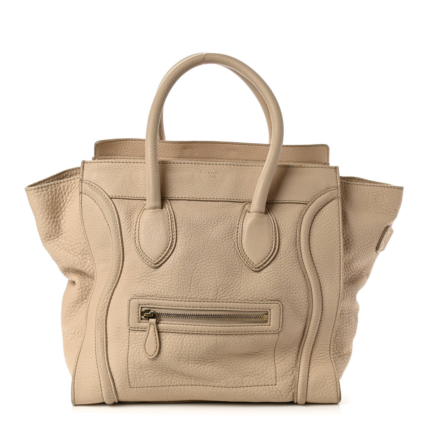 Celine Drummed Calfskin Mini Luggage Dune 1 of 7