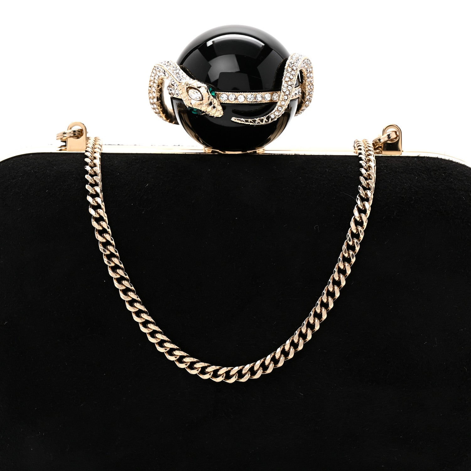 Jimmy Choo Suede Crystal Snake Cloud Clutch Black 7 of 9