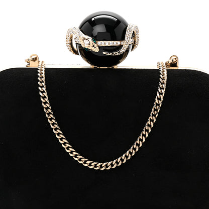 Jimmy Choo Suede Crystal Snake Cloud Clutch Black 7 of 9
