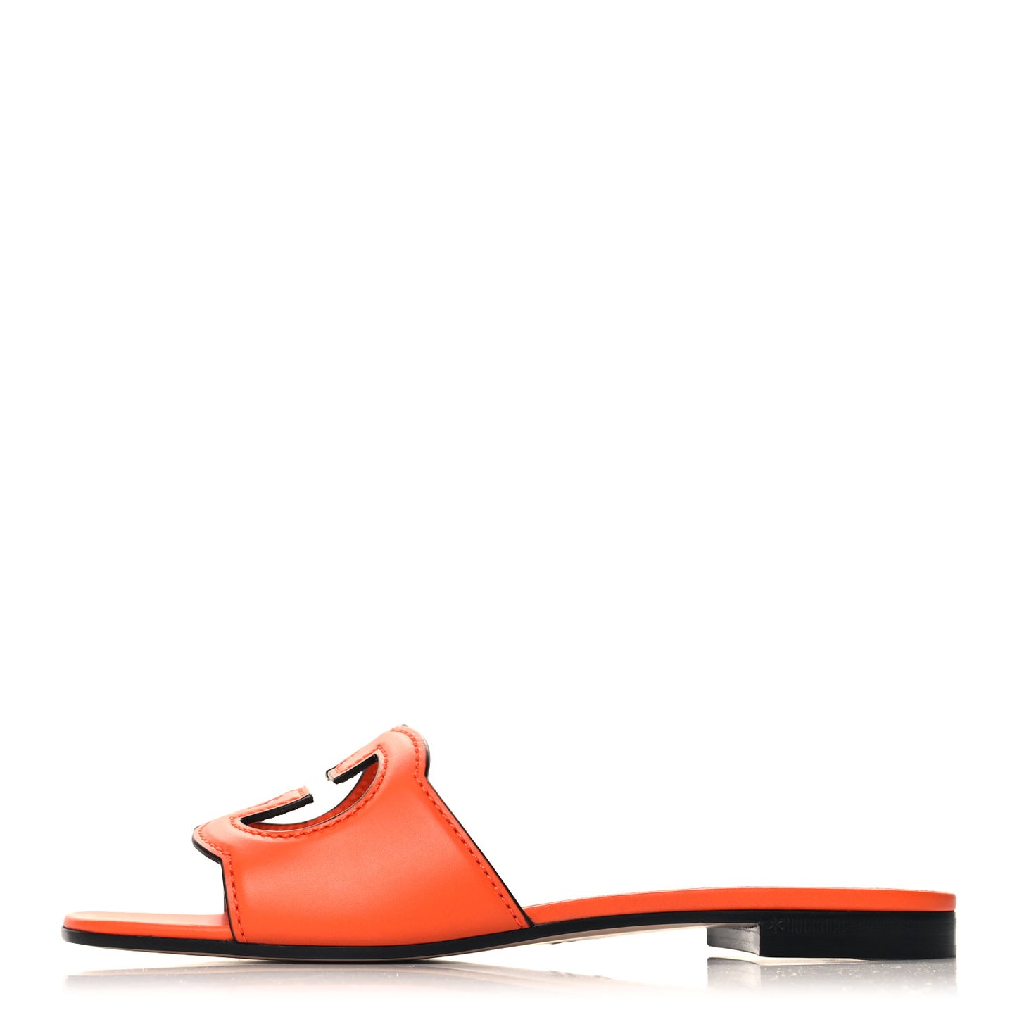 Cosmos Softy Calfskin Interlocking G Cut Out Slide Sandals 39.5 Deep Orange