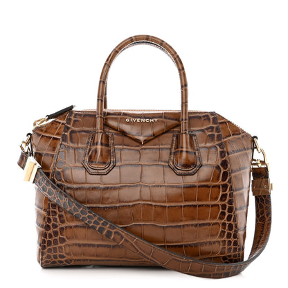 Givenchy Calfskin Crocodile Embossed Small Antigona Brown 1 of 12