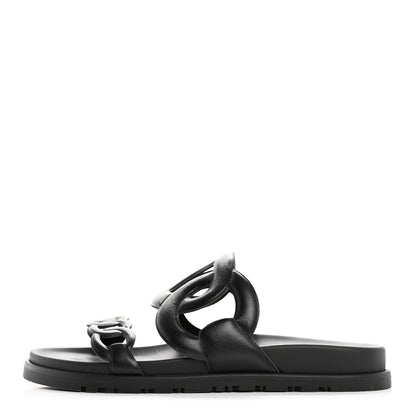 Hermes Nappa Extra Sandals 38 Black 1 of 11