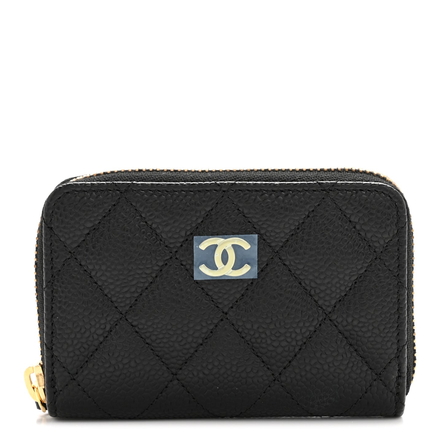 Caviar Quilted Zip Coin Purse Black