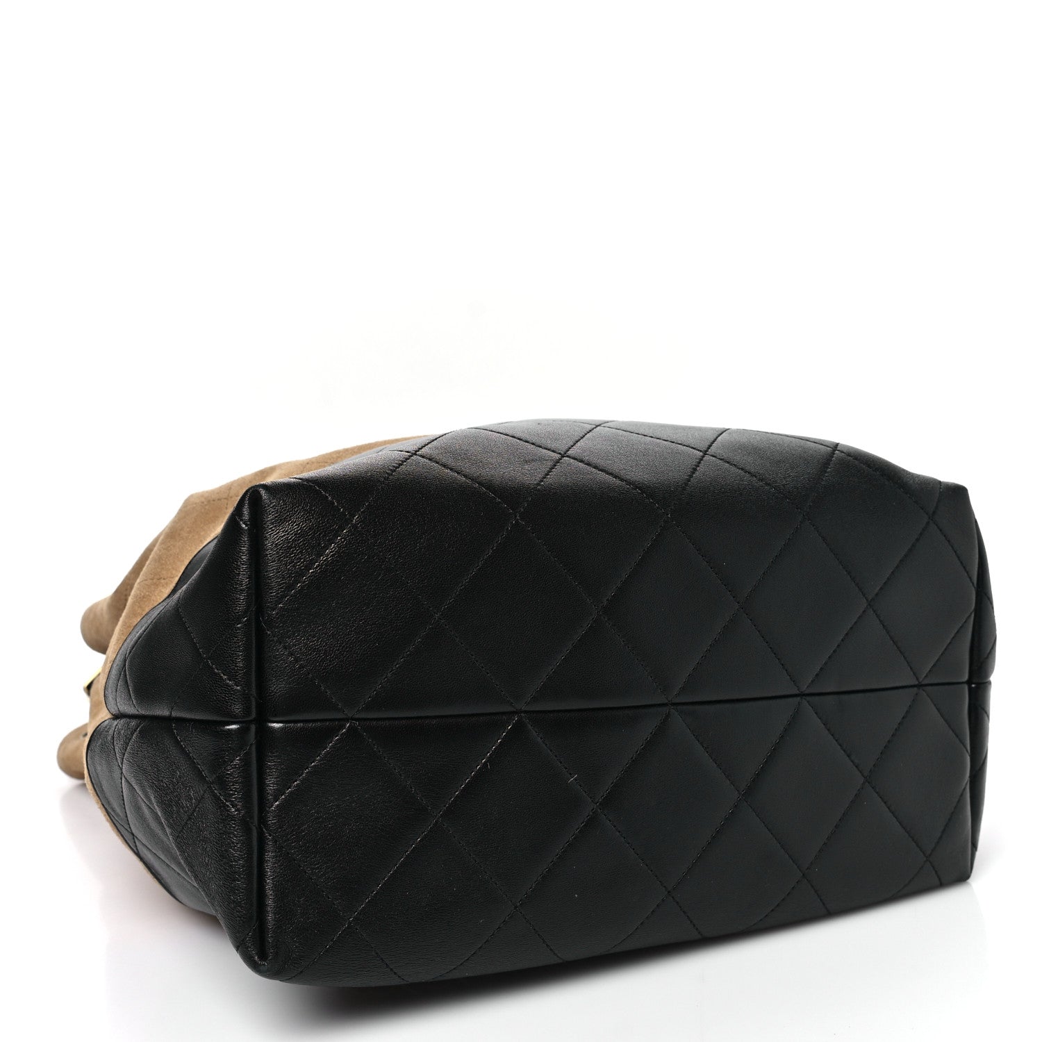 Chanel Suede Calfskin Shiny Lambskin Quilted Large Coco Base Shopping Bag Beige Black 4 of 10