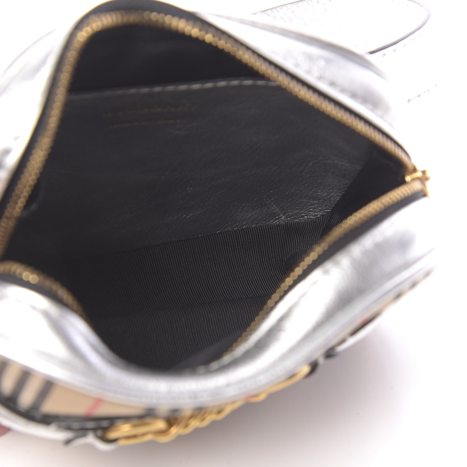 Burberry Smooth Calfskin 1983 Knight Check Link Bum Bag Silver 5 of 9