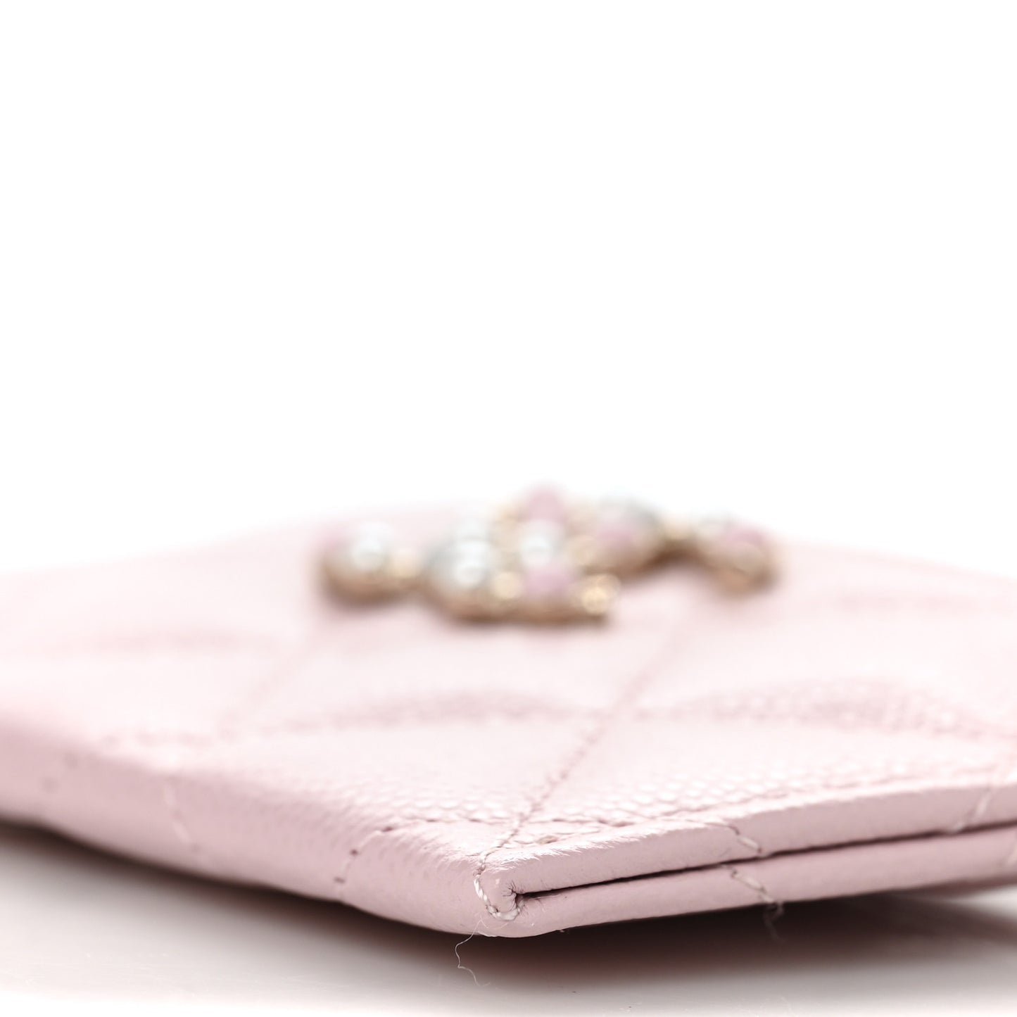 Caviar Pearl Quilted Coco Candy Card Holder Pink