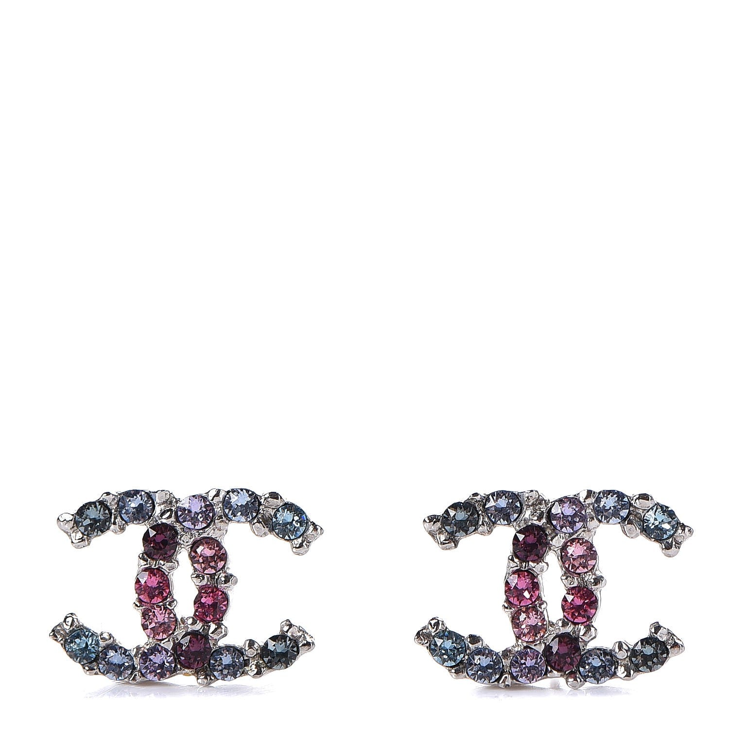 Chanel Crystal CC Earrings Silver Multicolor 1 of 5