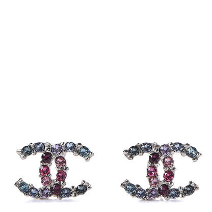 Chanel Crystal CC Earrings Silver Multicolor 1 of 5