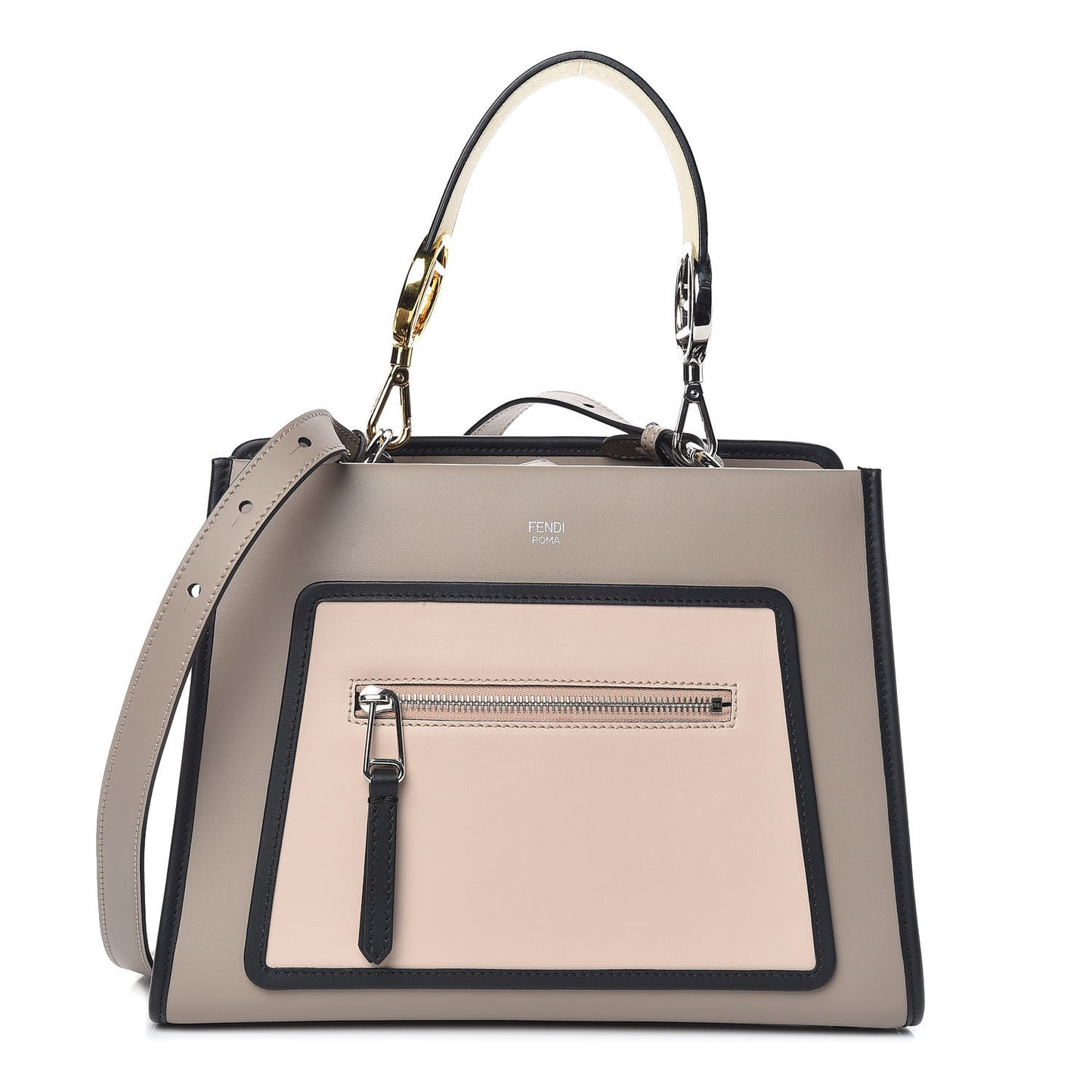 Vitello Century F is Fendi Small Runaway Satchel Tortora Soap Grigio Perla Burro Black