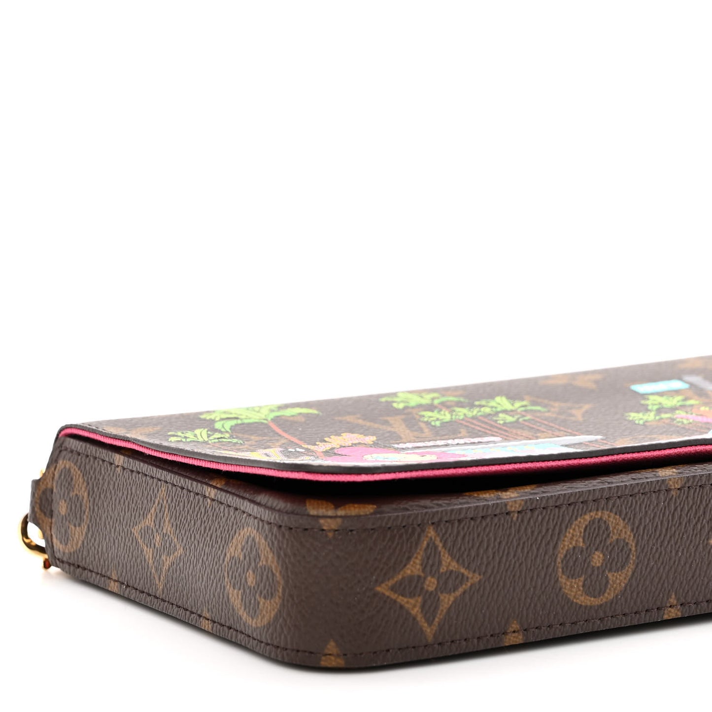 Monogram 2021 Christmas Animation Hollywood Pochette Felicie Chain Wallet Fuchsia
