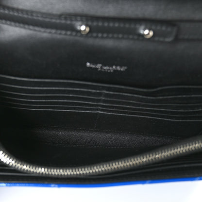 Saint Laurent Patent Grain De Poudre Matelasse Chevron Monogram Chain Wallet Blue Majorelle 5 of 10