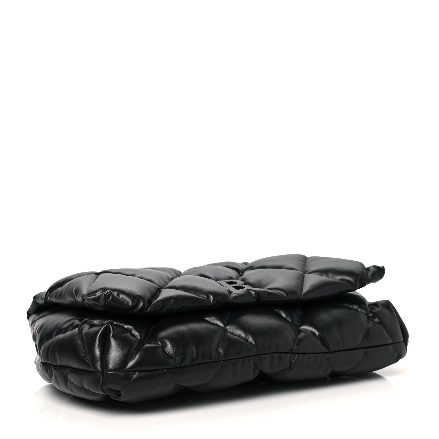 Balenciaga Nappa Calfskin Quilted Touch B Clutch Bag Black 4 of 9
