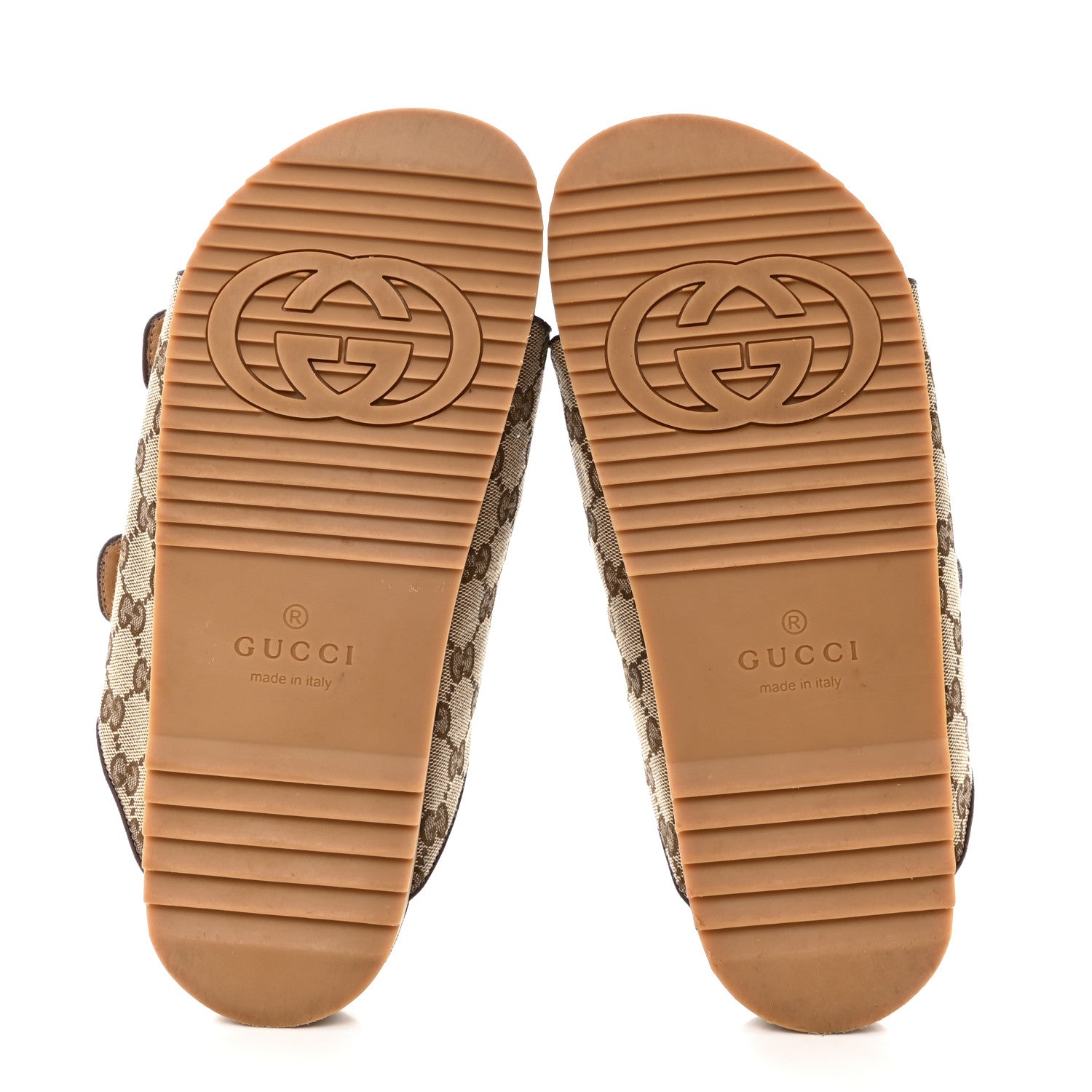 Gucci GG Monogram Lavaredo Eco Fabric Mens Slide Sandals With Straps 8 Beige Ebony Light Brown 5 of 9