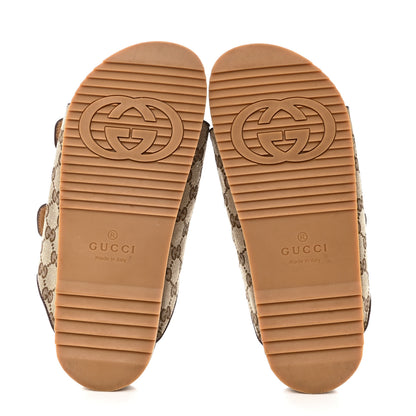Gucci GG Monogram Lavaredo Eco Fabric Mens Slide Sandals With Straps 8 Beige Ebony Light Brown 5 of 9