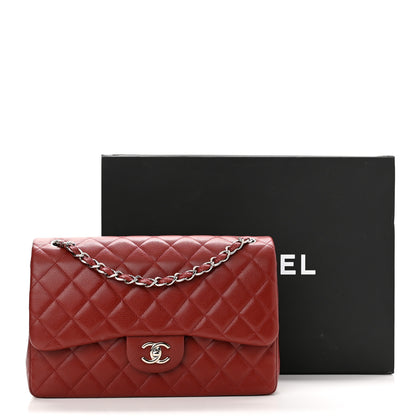 Chanel Caviar Quilted Jumbo Double Flap Dark Red 11 of 11