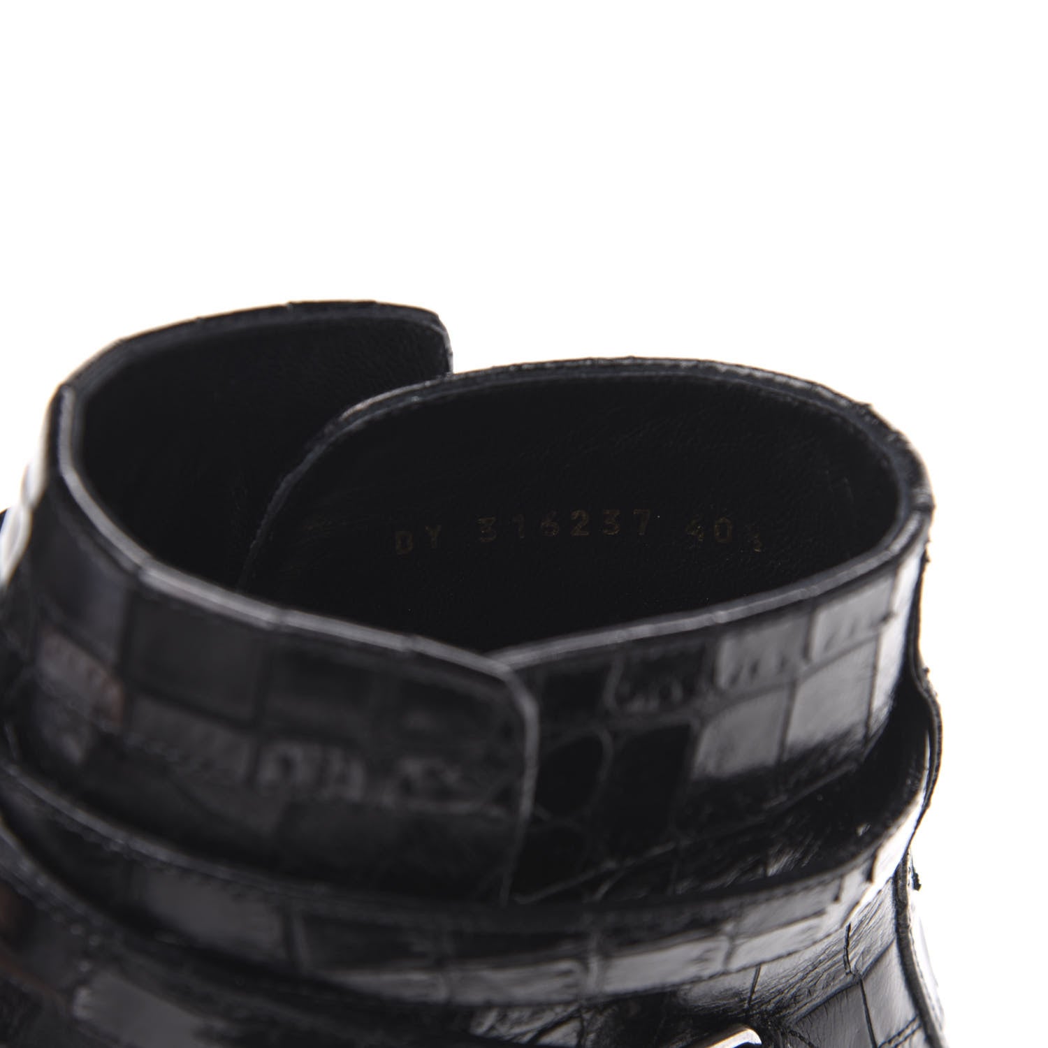 Saint Laurent Calfskin Crocodile Embossed Blake Ankle Boots 40.5 Black 9 of 10