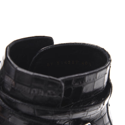 Saint Laurent Calfskin Crocodile Embossed Blake Ankle Boots 40.5 Black 9 of 10