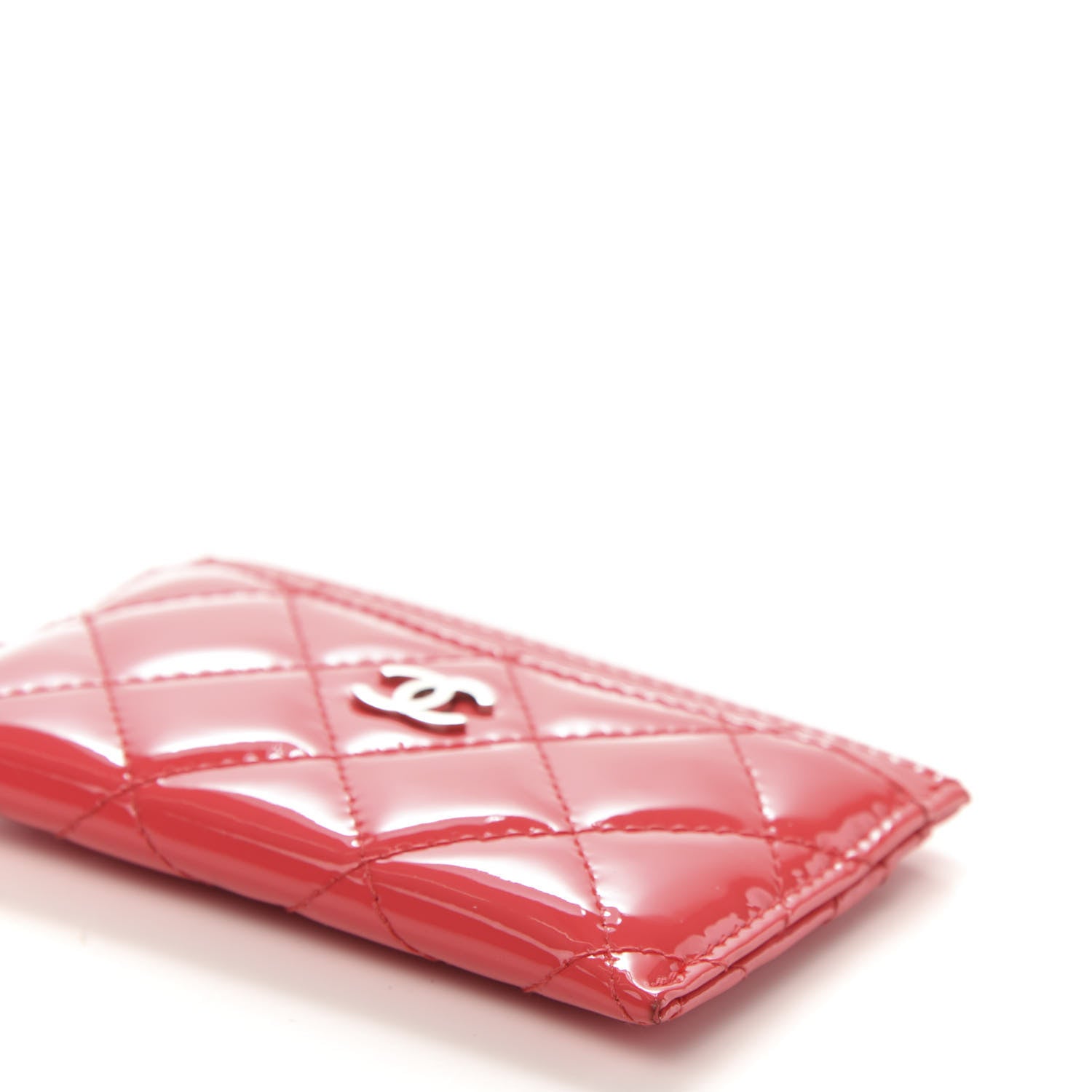 Chanel Patent Quilted Card Holder Red 7 of 9