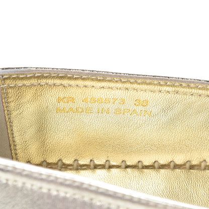 Saint Laurent Metallic Lambskin Monogram Espadrilles 38 Platino 8 of 9