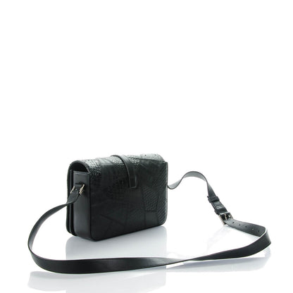 Saint Laurent Reptile Calfskin Embossed Medium Patchwork Animal Monogram Universite Bag Black 3 of 8