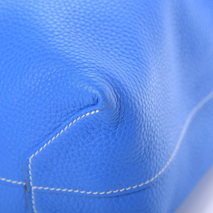 Hermes Taurillon Clemence Double Sens 45 Reversible Tote Bleu Hydra Etoupe 18 of 19