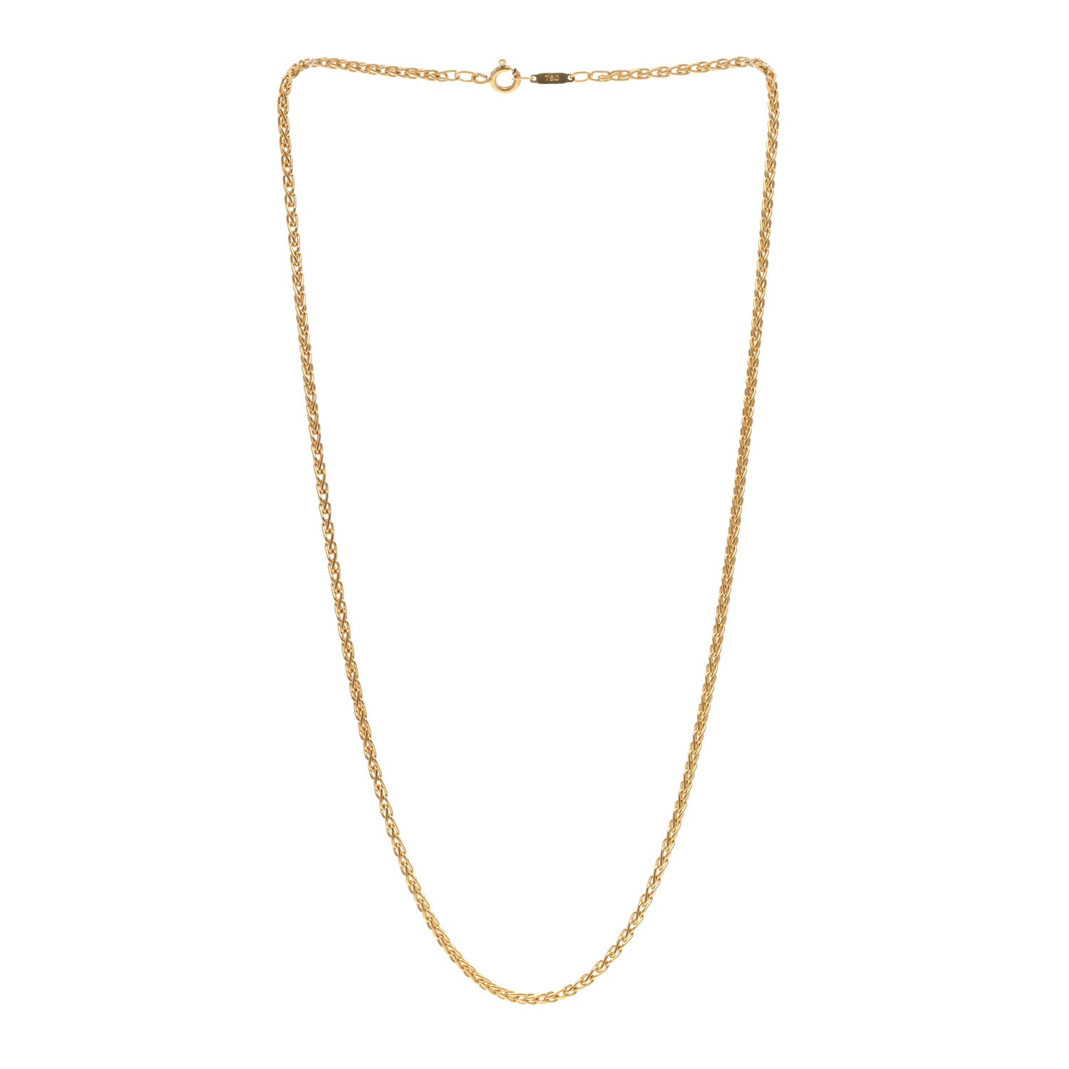 Tiffany 18K Yellow Gold Wheat Chain Necklace 18.5" 3 of 5