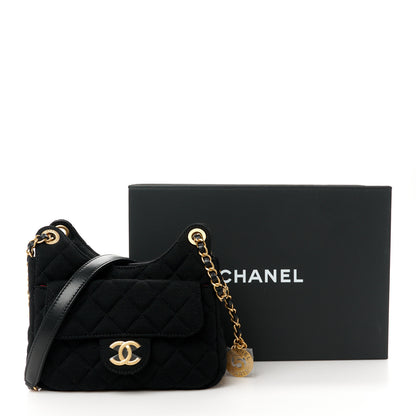 Chanel Jersey Quilted Small Wavy CC Hobo Black 11 of 11