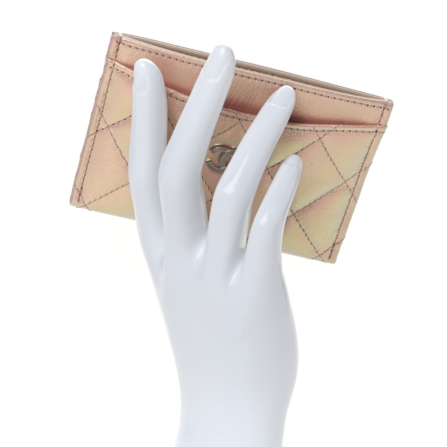 Chanel Iridescent Calfskin Quilted Card Holder Pink 2 of 10