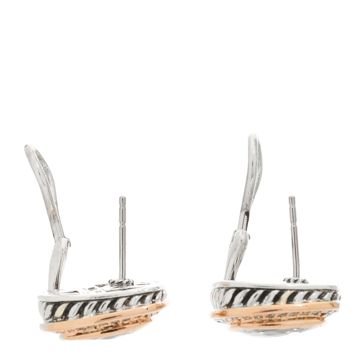 David Yurman 18K Rose Gold Sterling Silver Diamond Morganite 11mm Albion Earrings 3 of 4