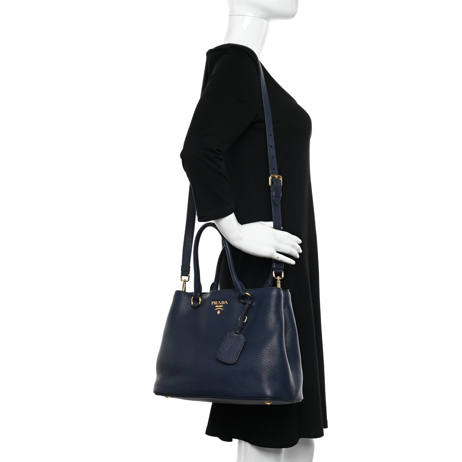 Prada Vitello Daino Top Handle Bag Baltico 2 of 13
