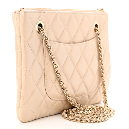 Chanel Shiny Lambskin Quilted Small Double Case With Strap Beige 3 of 11