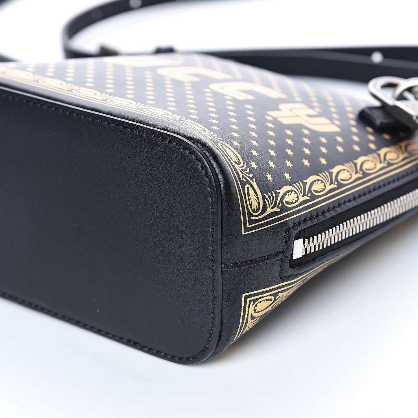 X SEGA Calfskin GUCCY Stars Mini Dome Shoulder Bag Black Gold