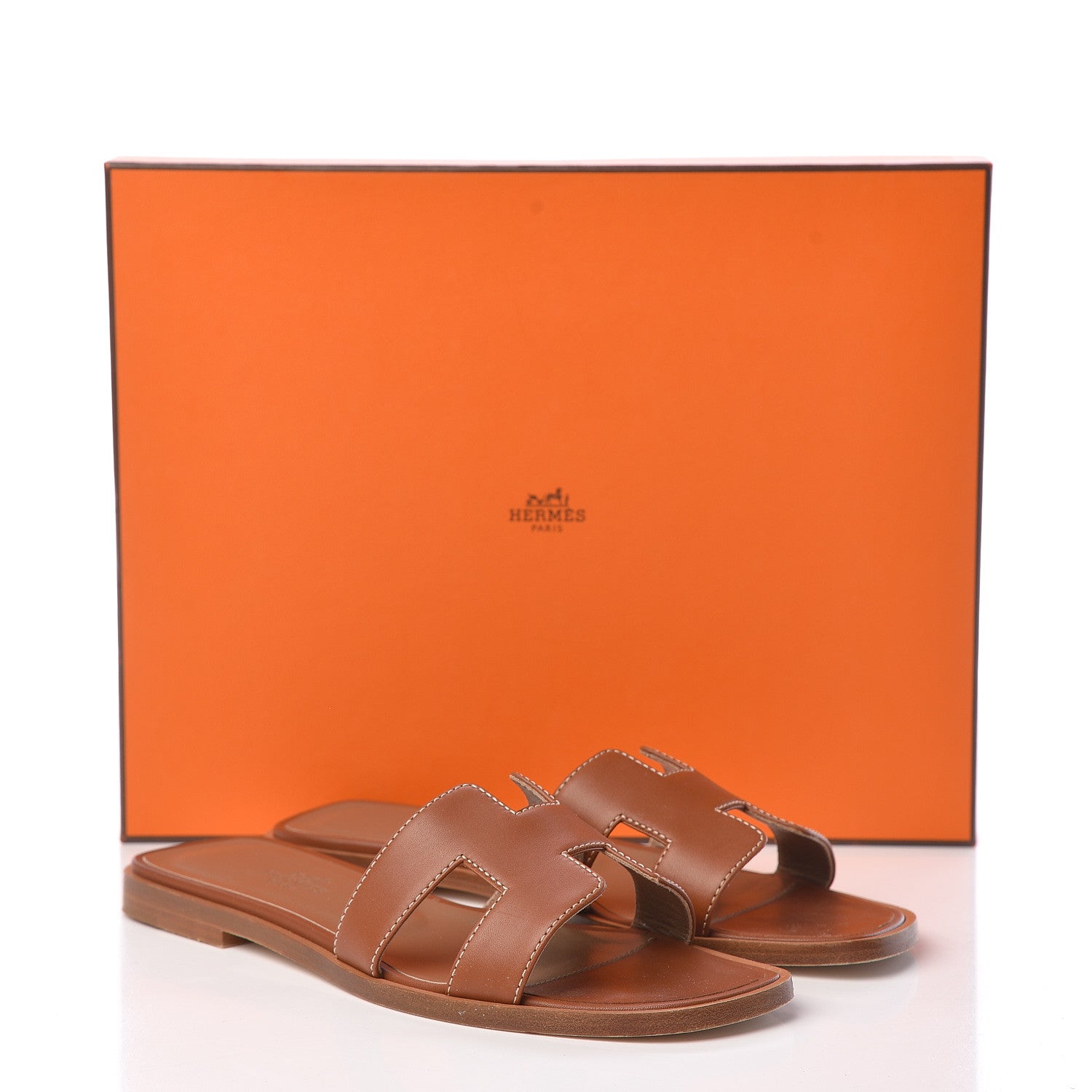 Hermes Box Calfskin Oran Sandals 35.5 Gold 15 of 15