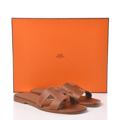 Hermes Box Calfskin Oran Sandals 35.5 Gold 15 of 15