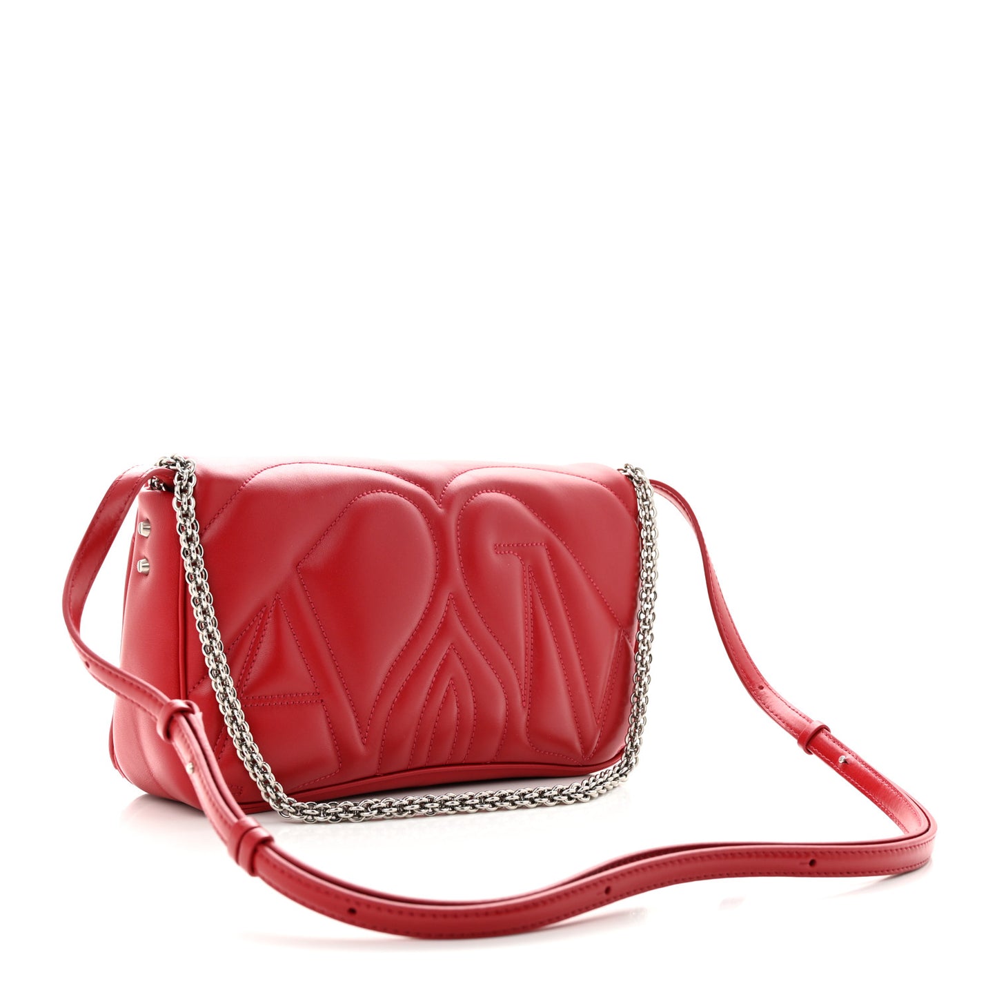 Lambskin Quilted Small The Seal Chain Shoulder Bag Blood Red