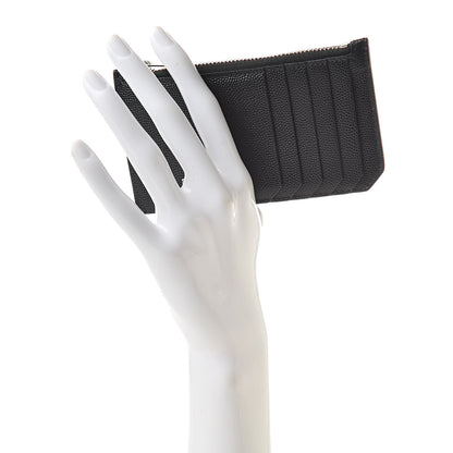 Saint Laurent Grained Calfskin 5 Fragments Zip Pouch Card Holder Black 2 of 8