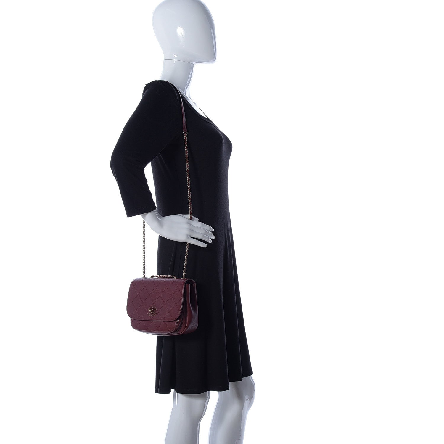 Chanel Calfskin Stitched Small Flap Bag Burgundy 2 of 10