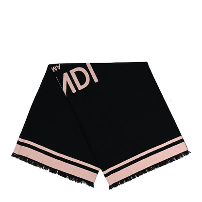 Fendi Wool Cashmere Logo Scarf Pink Black 2 of 4
