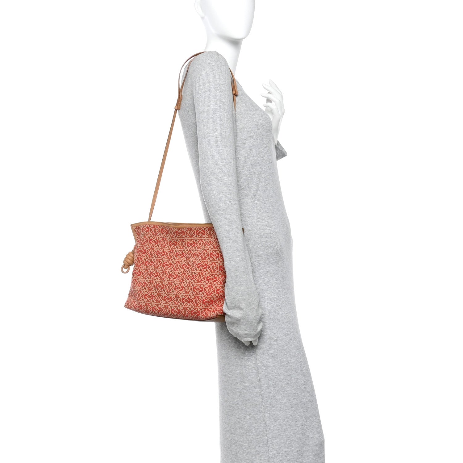 Loewe Jacquard Anagram Calfskin Mini Flamenco Knot Clutch Red Warm Desert 2 of 9