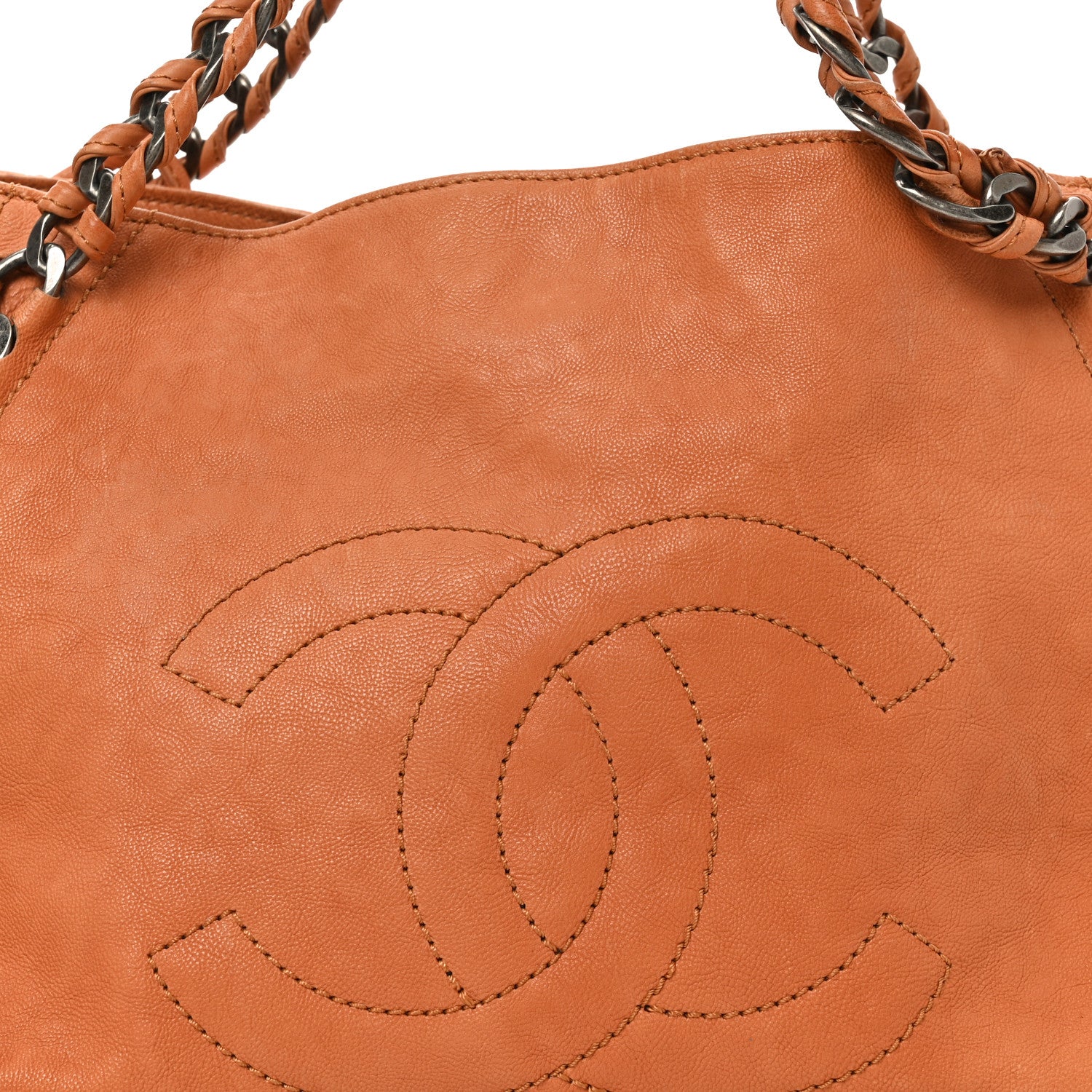 Chanel Calfskin Large East West Modern Chain Tote Dark Beige 8 of 10