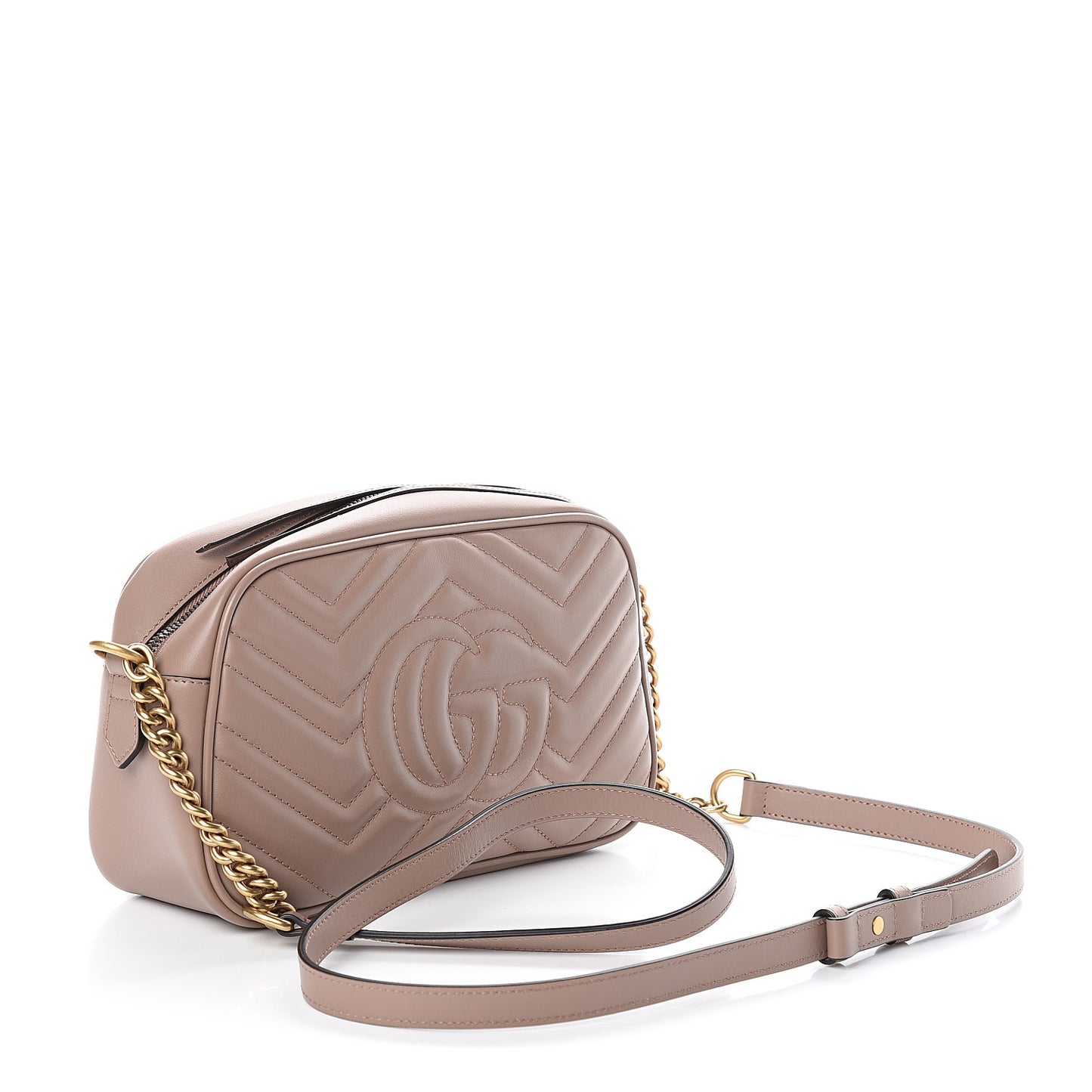 Calfskin Matelasse Small GG Marmont Chain Shoulder Bag Porcelain Rose