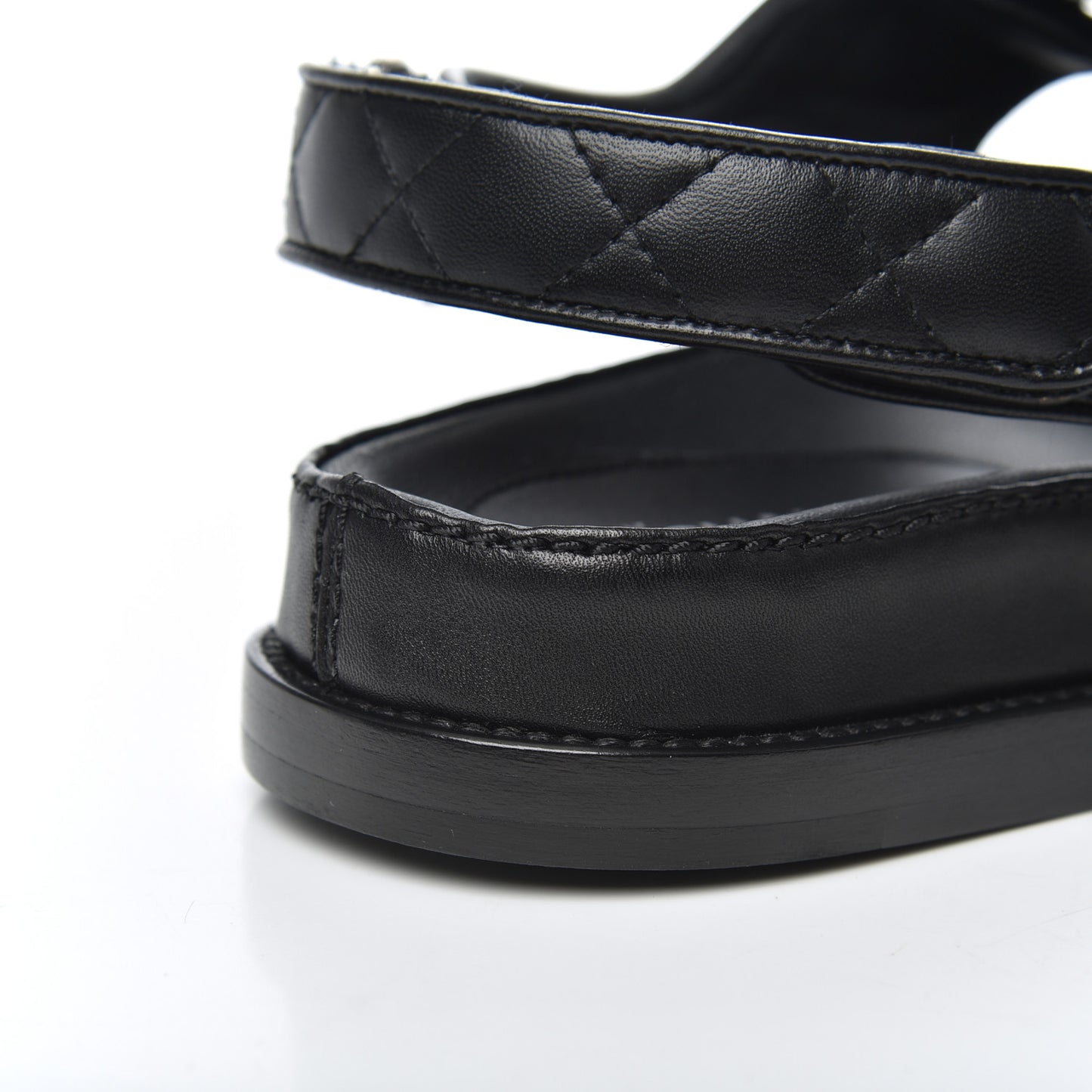Lambskin Velcro Dad Sandals 36.5 Black