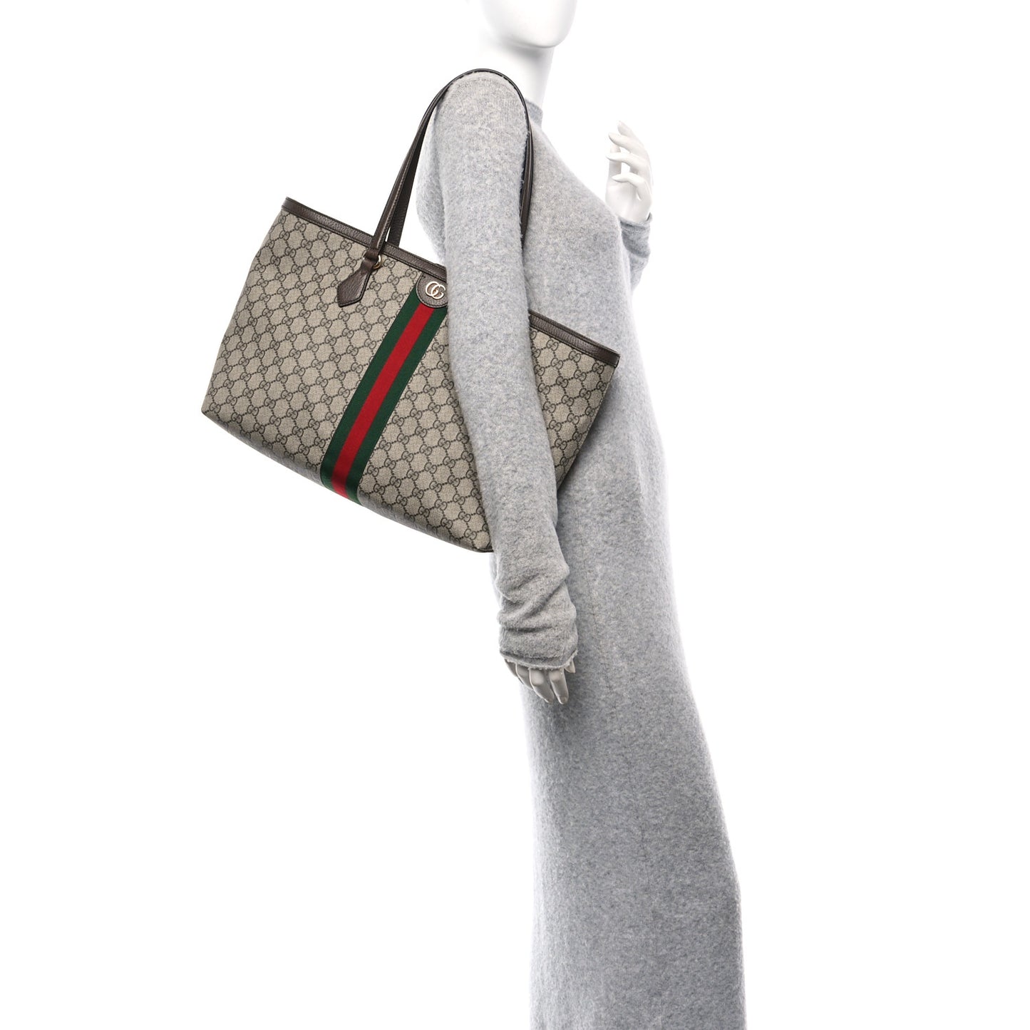 GG Supreme Monogram Medium Ophidia Shopping Tote Brown