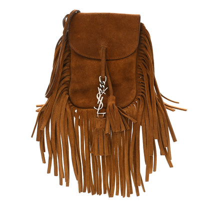 Saint Laurent Suede Fringe Toy Monogram Anita Crossbody Bag Light Ocre 1 of 9