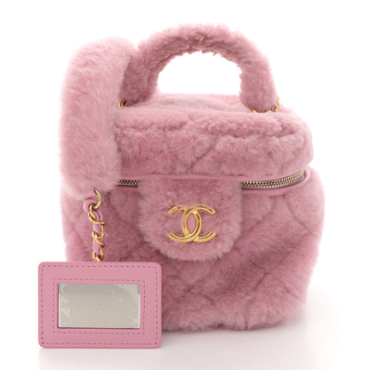 Chanel Shearling Lambskin Quilted Small CC Vanity Case Pink 3 of 11