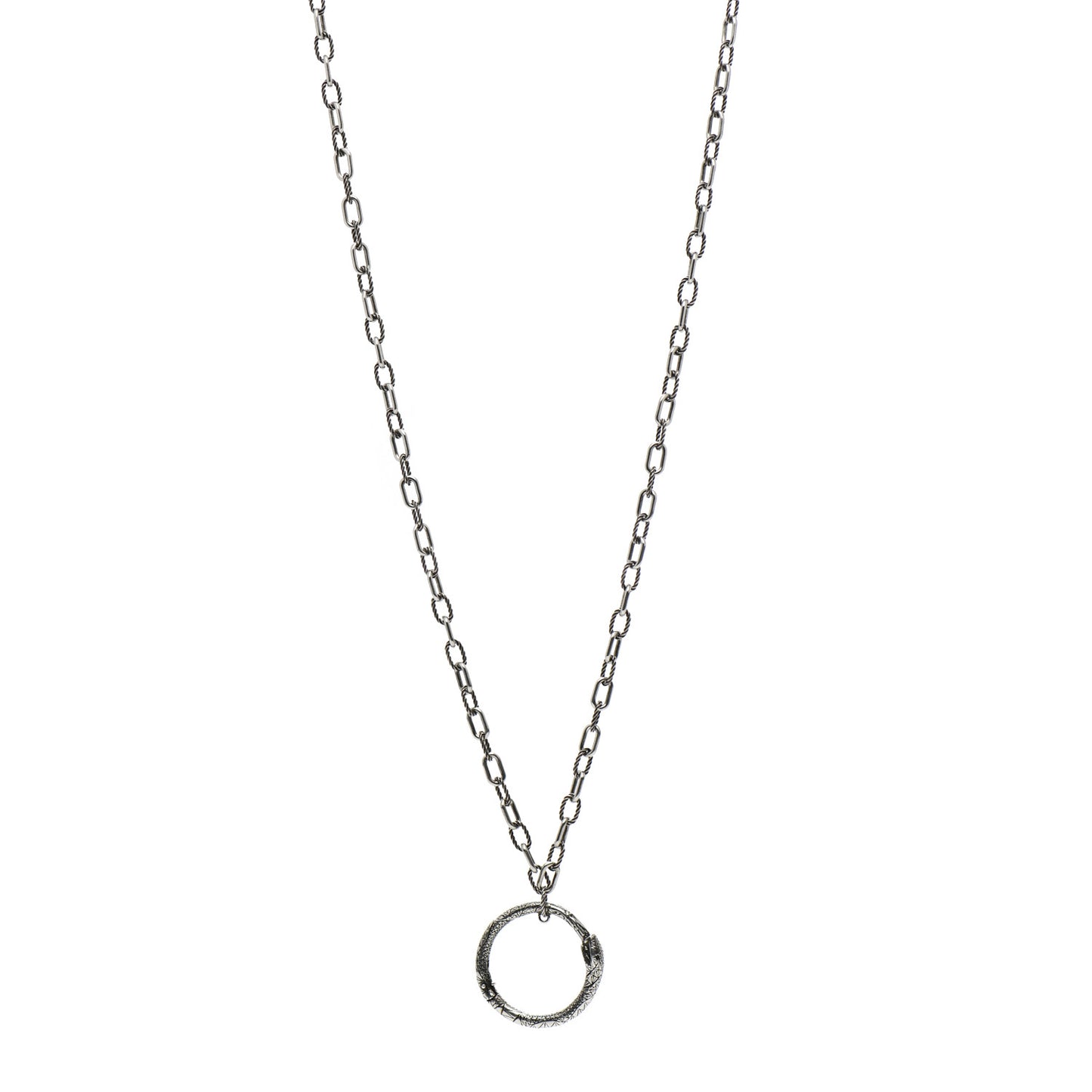 Sterling Silver Garden Ouroboros Snake Pendant Necklace