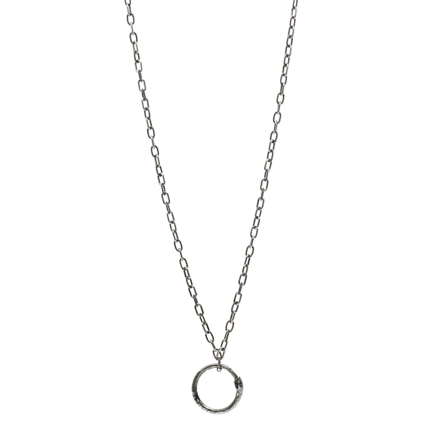 Gucci Sterling Silver Garden Ouroboros Snake Pendant Necklace 1 of 4