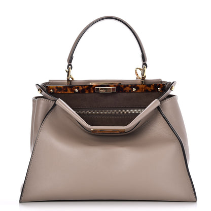 Fendi Vitello Seta Plexiglass Tortoise Medium Peekaboo Iconic Satchel Tortora 1 of 8