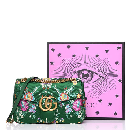 Gucci Jacquard Matelasse Floral Medium GG Marmont Shoulder Bag Green 8 of 8