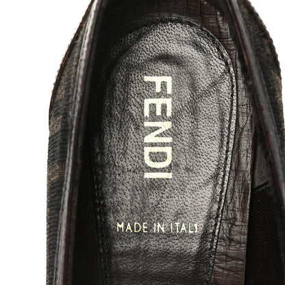 Fendi Zucca Raffia Zeppa Wedge Sandals 37.5 Tobacco 6 of 8